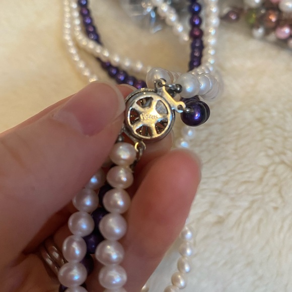 3 layers Genuine Fresh Water pearl necklace muti color - Picture 4 of 7